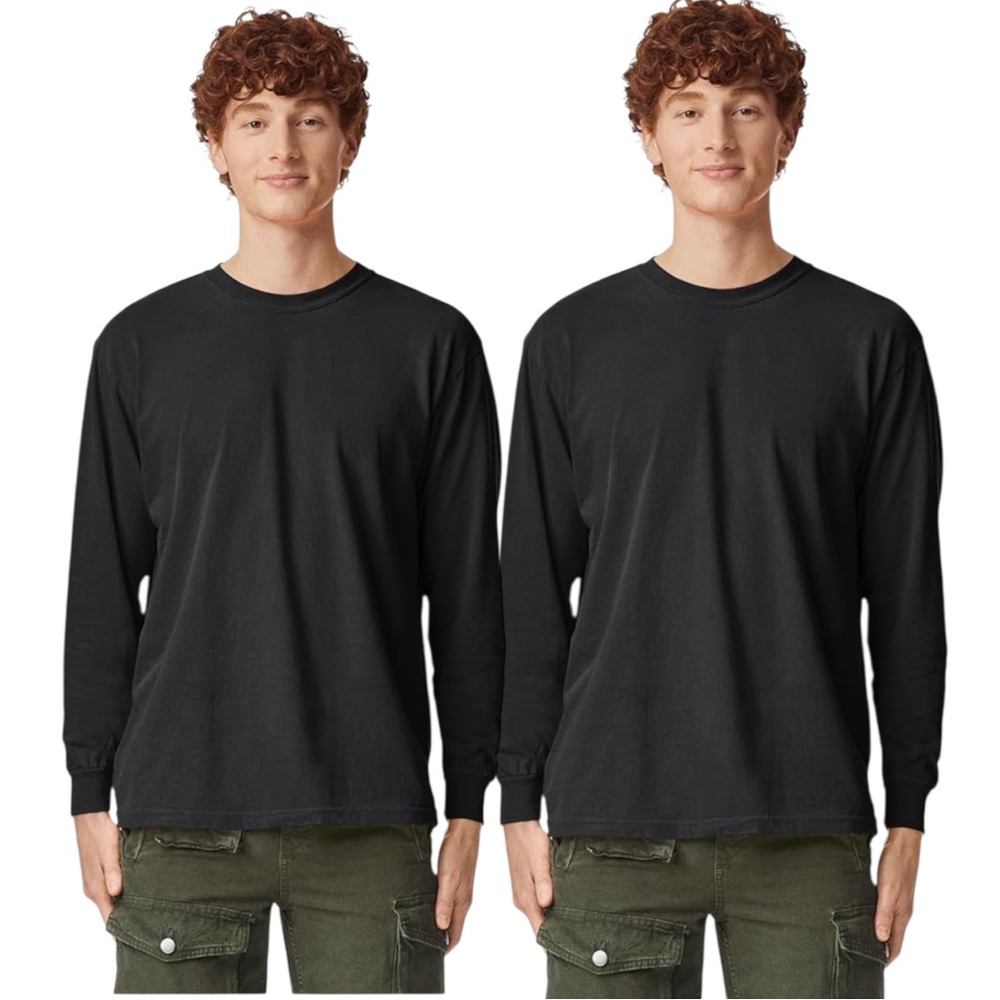 Comfort Colors TWO Mens Adult Long Sleeve Tee Size Large